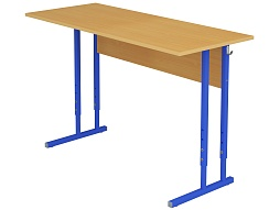 Стол школьный 2-местный 4-6 г/р регулируемый (бук "Бавария", м/к синий, квадратная труба)