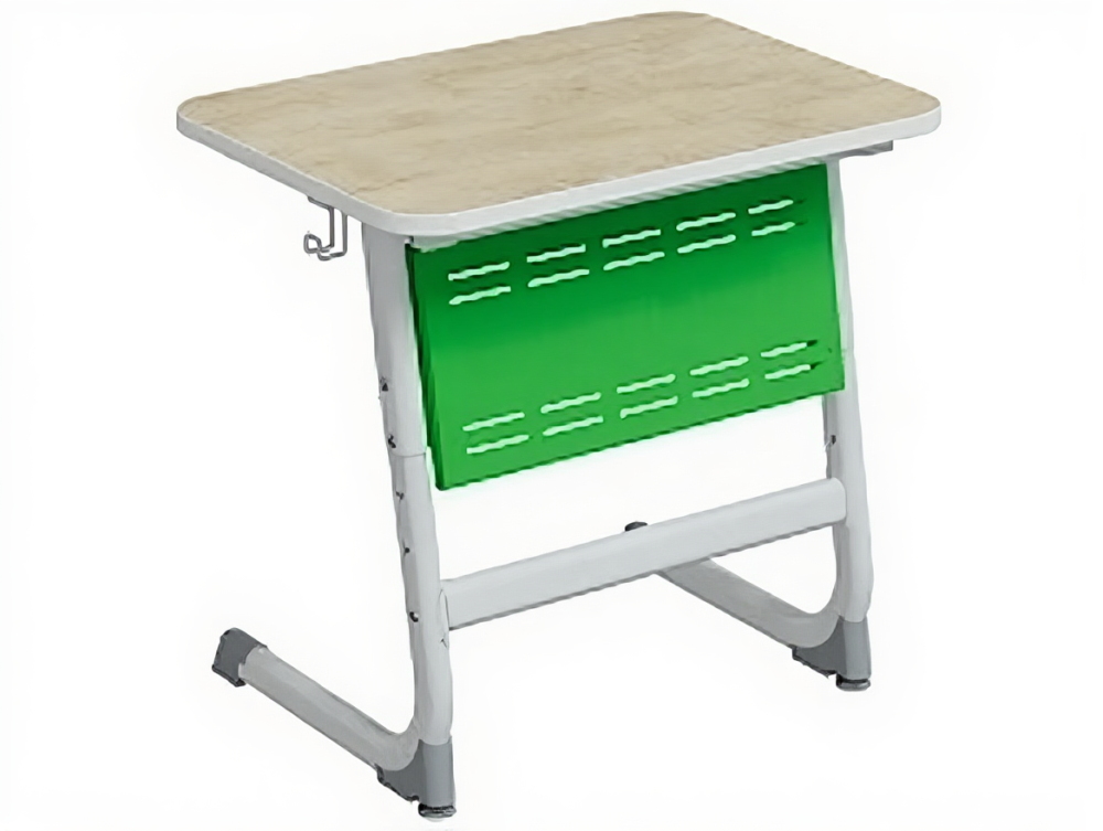 Стол 1-местный школьный 5-7 г/р "Логика" с перфорированным экраном (дуб "Бардолино"/зеленый, м/к белый)