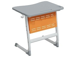 Стол 1-местный школьный 3-5 г/р "Логика" с наклоном столешницы 0-15° и перфорированным экраном (серый/оранжевый, м/к белый)