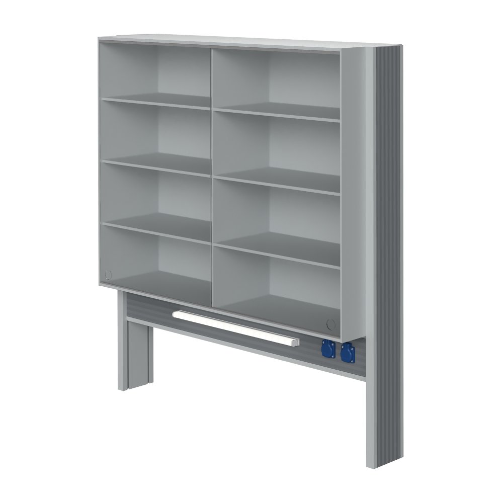 Технологический стеллаж со шкафом 900 мм для пристенного стола Mod. 1200 ТСПШ-90