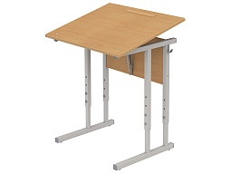 Стол с наклоном столешницы 0-35° школьный 1-местный 3-5 г/р регулируемый (бук, м/к серый, квадратная труба)