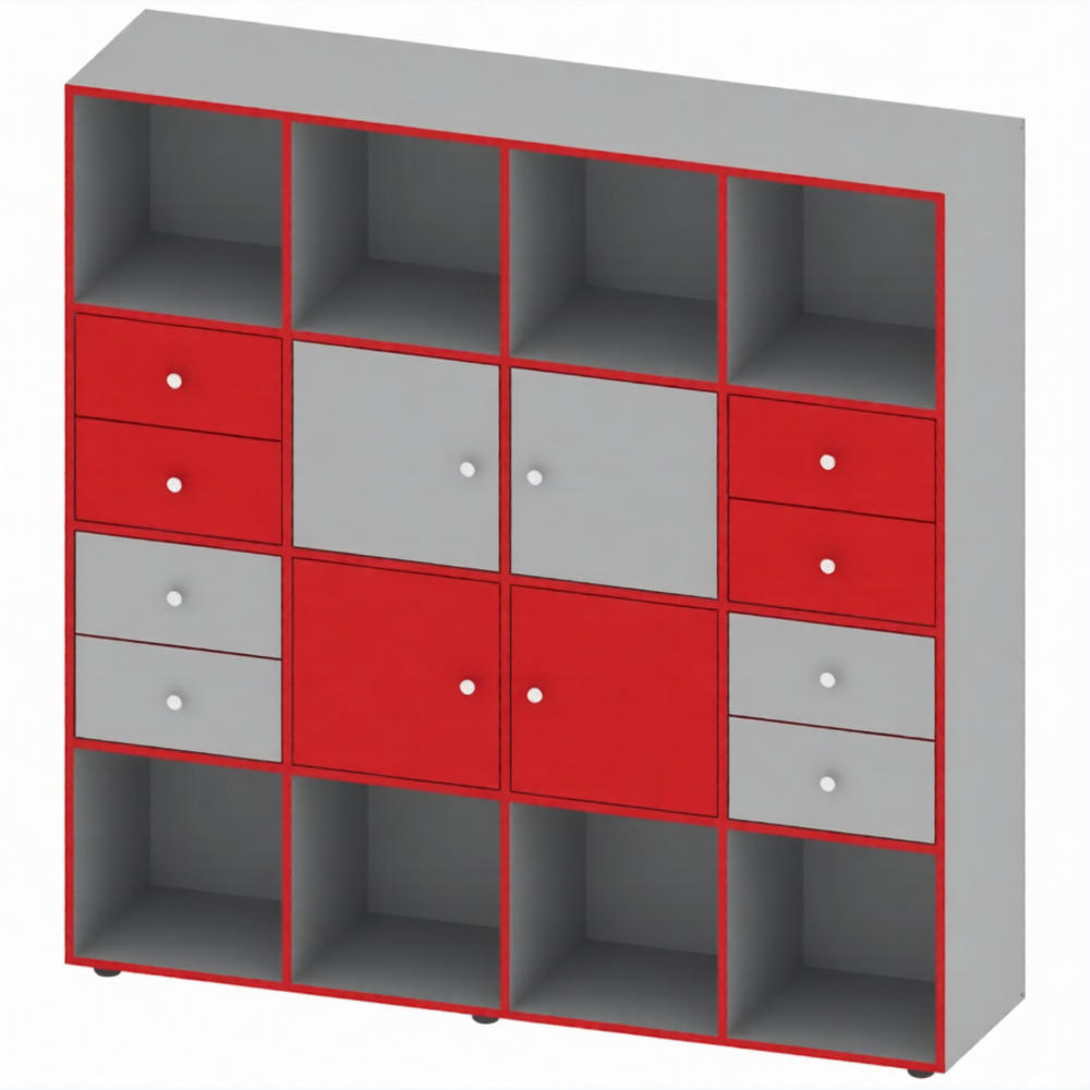 Стеллаж полуоткрытый многосекционный 16 секций СТ-ТР-7, Серый