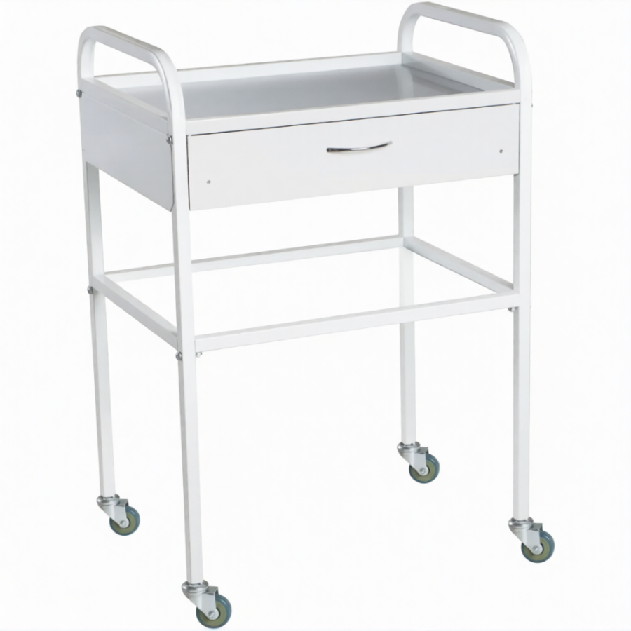 Столик медицинский инструментальный СМИ-02-01 (полки металл + стекло, колёса пластик)