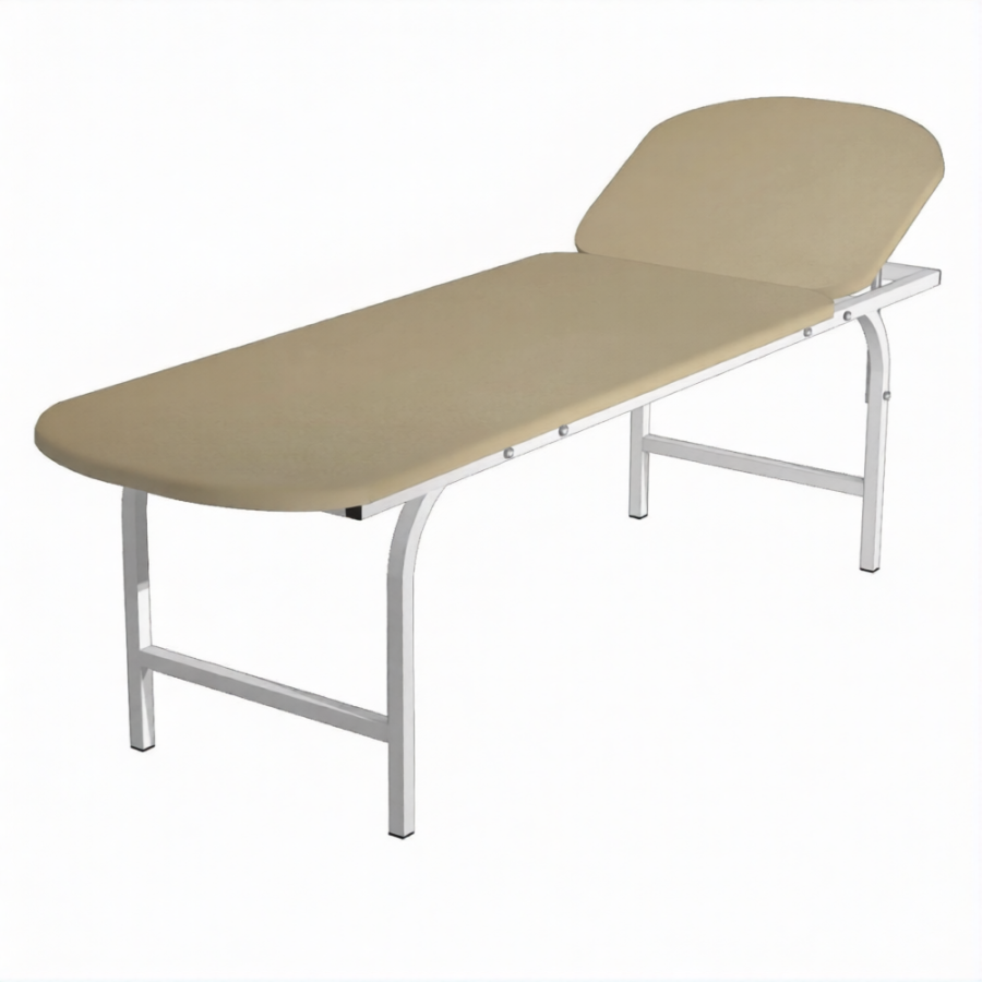 Кушетка смотровая с рег. подголовником КС (1950х600х550) (кожзам Эконом бежевый, каркас белый)