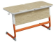 Стол 2-местный школьный 3-5 г/р "Логика" с раздельным наклоном столешницы 0-15° (дуб "Бардолино", м/к белый/оранжевый)